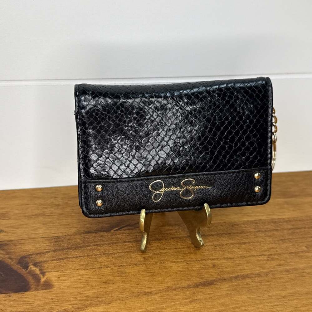 Jessica Simpson Python Print Small Wallet Keychain Black NWOT - Picture 5 of 16